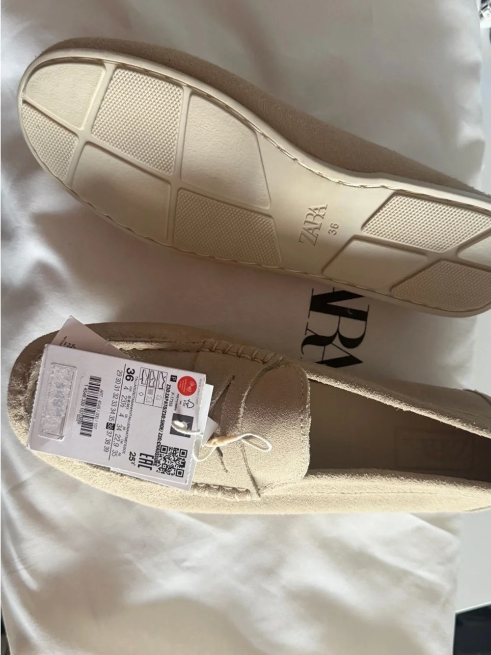 ZARA Beige Suede-Look Penny Loafers